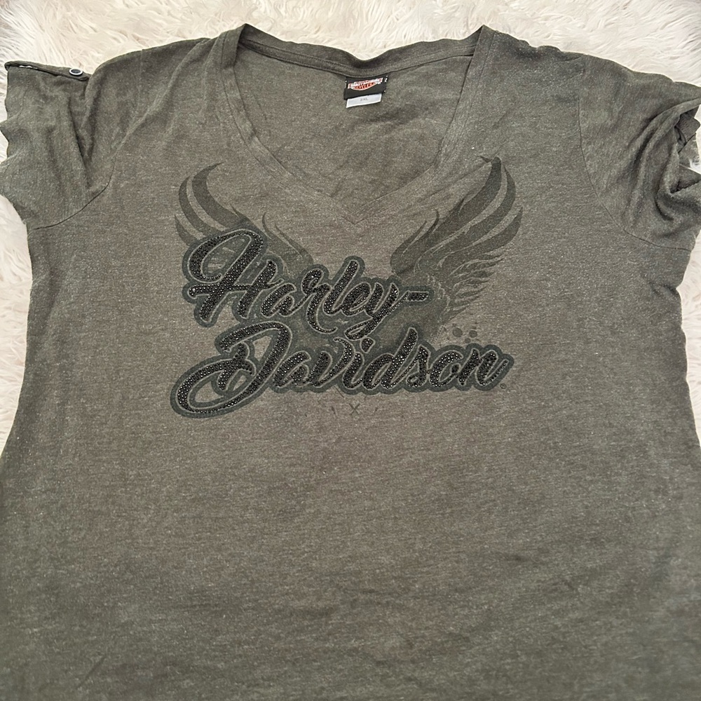 Harley-Davidson Women's Charcoal V-Neck Tee